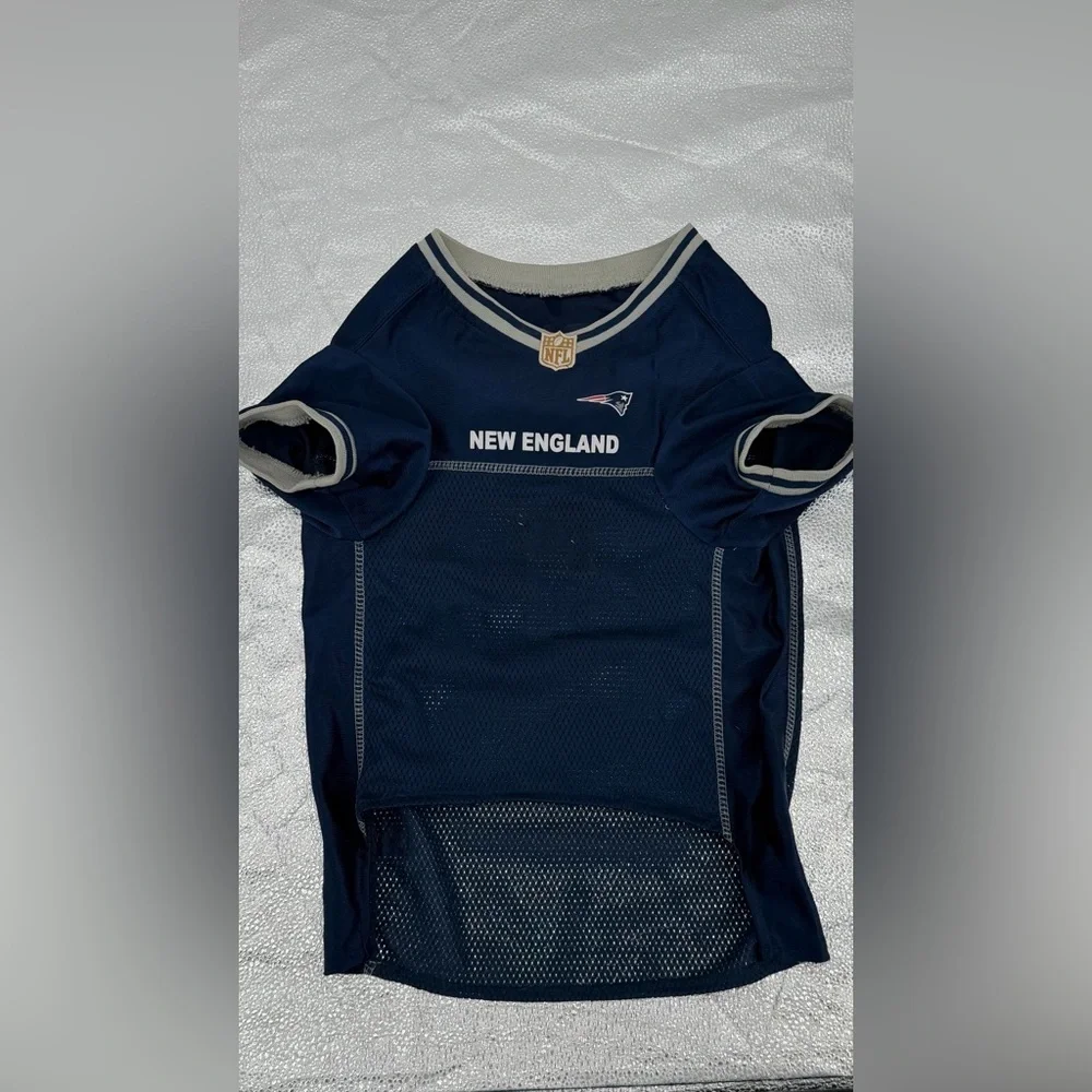 New England Patriots Dog Jersey NFL Pet Shirt Size Small Navy Blue Mesh